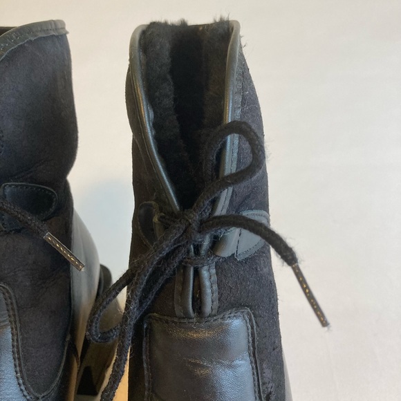 Fait au Canada Black Leather Fur Lining Lace Up Boots size 9 - Picture 4 of 16